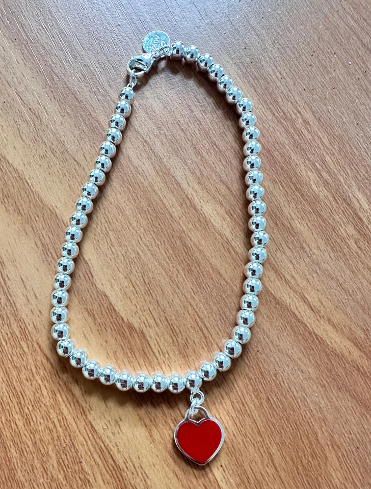Tiffany & Co. Rosa Herz Splash Sterlingsilber Armband 7"