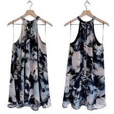 ASTR The Label Black Gray Floral Halter Mini Dress Size M