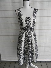 FEVER LONDON BLACK/WHITE FLORAL SLEEVELESS RETRO DRESS SZ 8 TEA PARTY