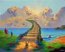 BLACK FRI W/E SPECIAL - Jim Warren  - "All dogs go to heaven" Hand Signed Canvas