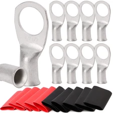 TKDMR 10pcs 6 Awg-1/2 Ring Marine Grade Copper Wire Lugs,with 31 Heat Shrink ...