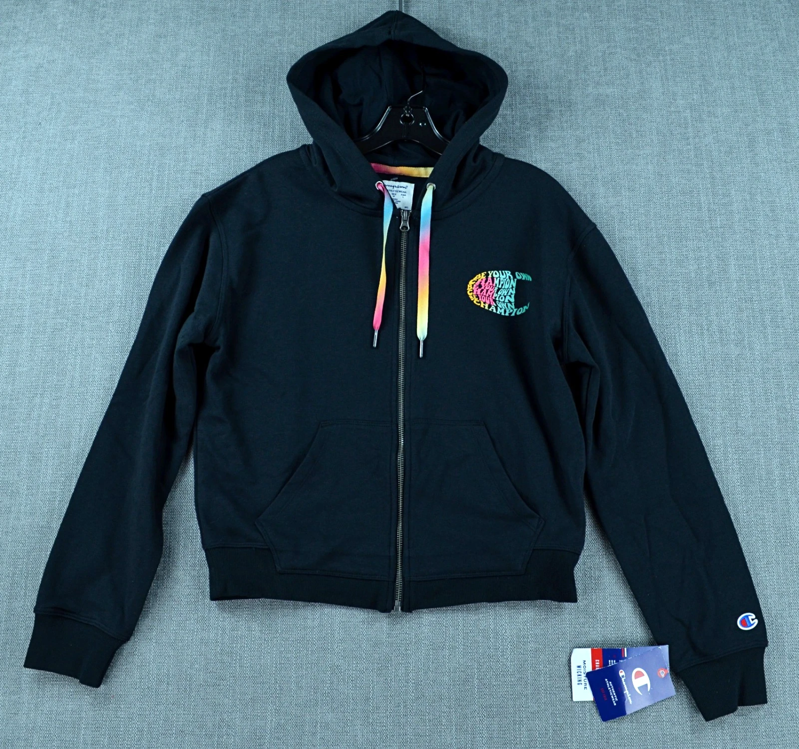Champion Hoodie Women's M Black Sweatshirt Pullover French Terry Jacket NWT
