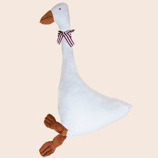 White Goose Plush Stuffed Animal Decorative Toy with Striped Bow Tie Farmhouse