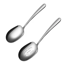 2 PCS Buffet Serving Spoons Large Heavy Duty Stainless Steel Catering Utensil