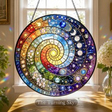 Spiral Glass Suncatcher, Stained Glass Style Nature Window Hanging