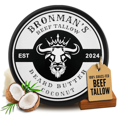 Beef Tallow Beard Butter for Men - 4Oz - Hydrating Coconut Beard and Skin Balm w