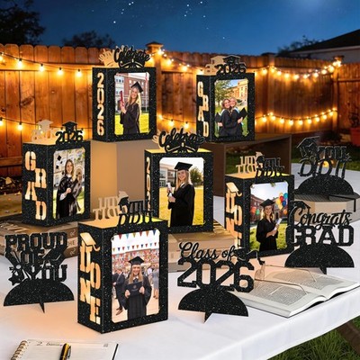 10PCS Graduation Table Centerpiece Boxes 2026 Photo Display With String Lights