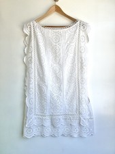 ZIMMERMANN Lumino White Daisy Embroidered Cotton Eyelet Lace Mini Shift Dress L
