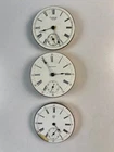 3 Antique Waltham Pocket Watch Movements White Porcelain Dials