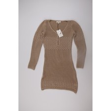 Promesa Sweater Dress Pointelle Knit S Natural Tan Long Sleeve Boho UDB1007-VC