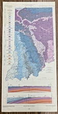 Nice Color Vintage Geological Map of Indiana 1/1M scale ~12.5" x 25.5" ISGS