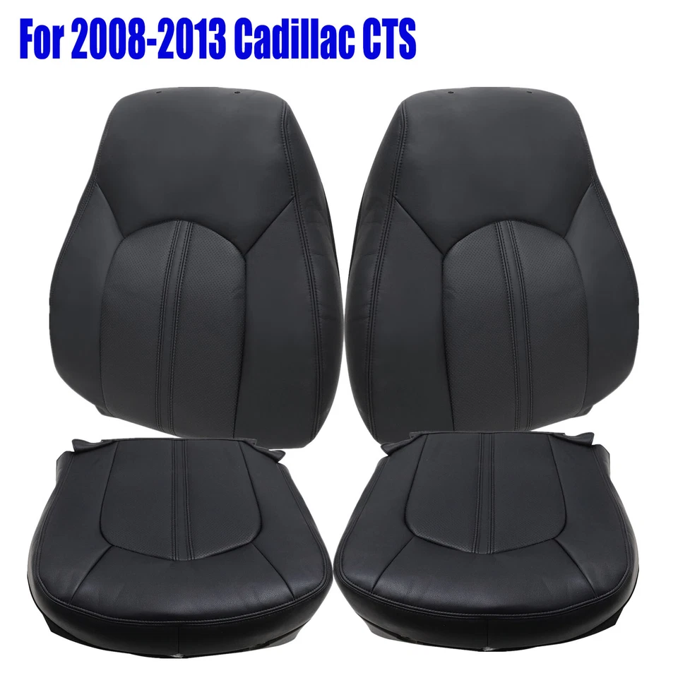 For Cadillac CTS 2008 2009 2010-2013 Front Bottom & Top Seat Cover Black Leather Foto 4 de 4