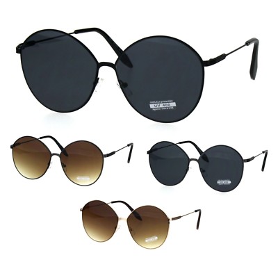 Womens Designer Fashion Metal Rim Large Round Diva Sunglasses