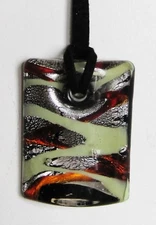 CONTEMPORARY ART GLASS PENDANT NECKLACE FASHIONABLE MODERN DESIGN SUEDE CORD NEW