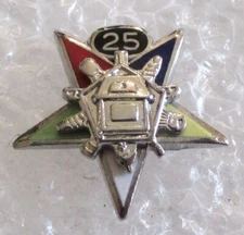 Order of the Eastern Star 25 Year Member Pin or Tie Tack - Masonic OES