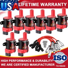 PACK 8 bobinas de encendido redondas + cable de bujía para Chevy Silverado 1500 2500 HD GMC