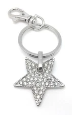 Star Key Chain Purse Charm Crystal Silver Zipper Pull Jewelry Christmas Gifts 