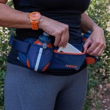 1x Nspire Dual Bottle Hydration Belt Blue/Orange. Long Distance Runner! Free S/H
