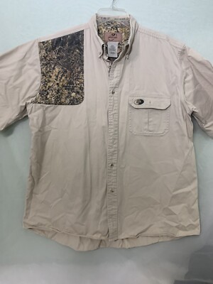 Mossy Oak Shirt Mens Xl Apparel 100 Cotton SS Shooter Short Sleeve Size XL Tan