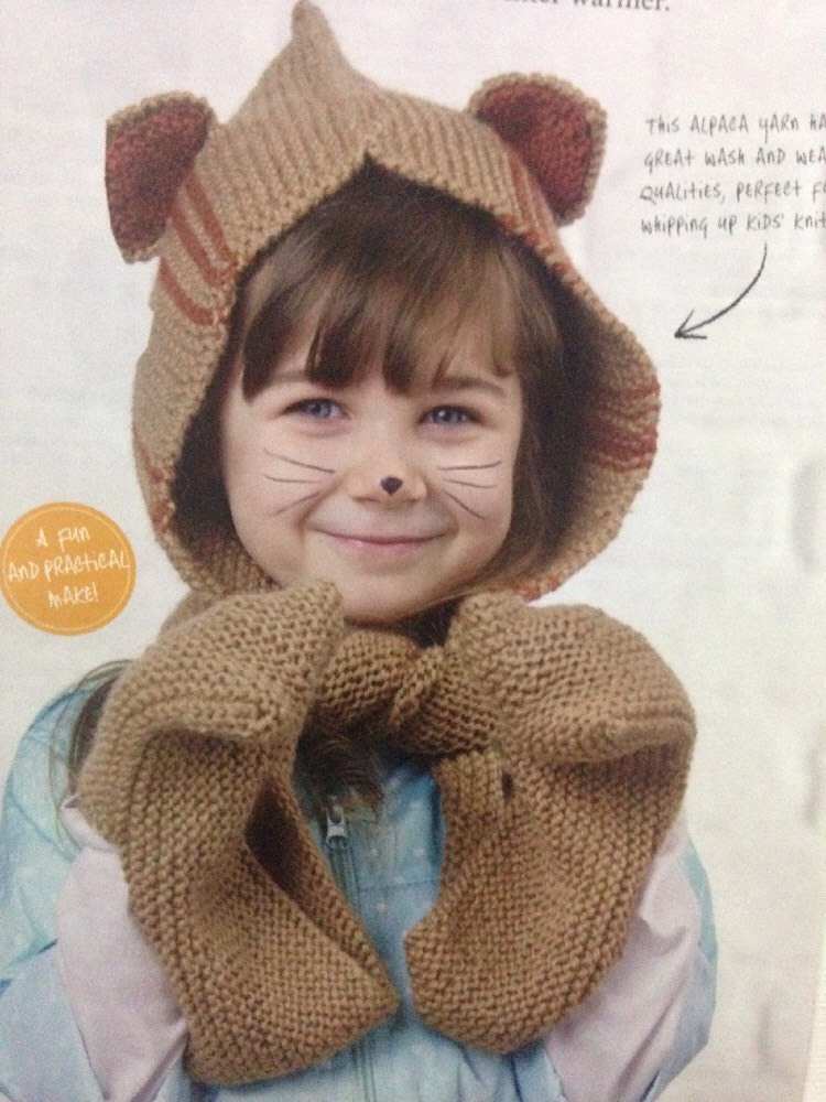Children's All In One Animal Cat Warmer Hat Scarf DK KNITTING PATTERN  -Ages 4+