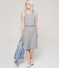 LOFT LIGHT GRAY CAREER CASUAL BLOUSON A LINE SOFT KNIT DRESS SIZE: SP NWT $70