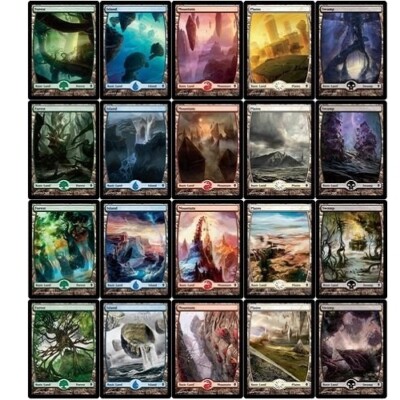 20 Zendikar ZEN FULL ART TEXTLESS BASIC LAND Lot - 1 of each - complete set MTG