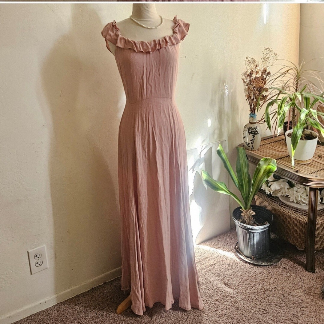 Reformation Verbena Maxi in Blush Pink Off Shoulder Long Dress