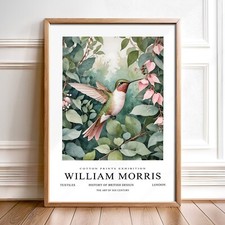 William Morris Inspired Cotton Prints Exhibition Poster Art Humming Birds