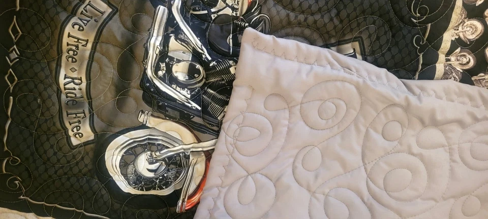 Baby Crib Quilt M/W Rule The Road Motorcycle Fabric  - Image 3 of 3