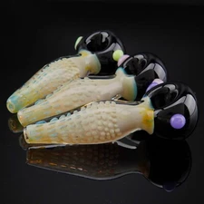 5.5 inch Handmade Thick Chain White Pearl Dots Tobacco Smoking Bowl Glass Pipes