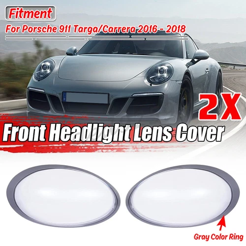 Parr Headlight Glass Cover Gray Housing For Porsche 911 Targa/Carrera 16-18