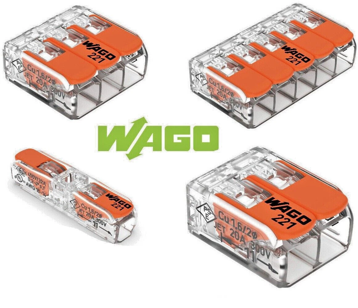 150 Stück Wago Hebelklemmen – Sortiment 221-412, 221-413, 221-415 – PC-Material