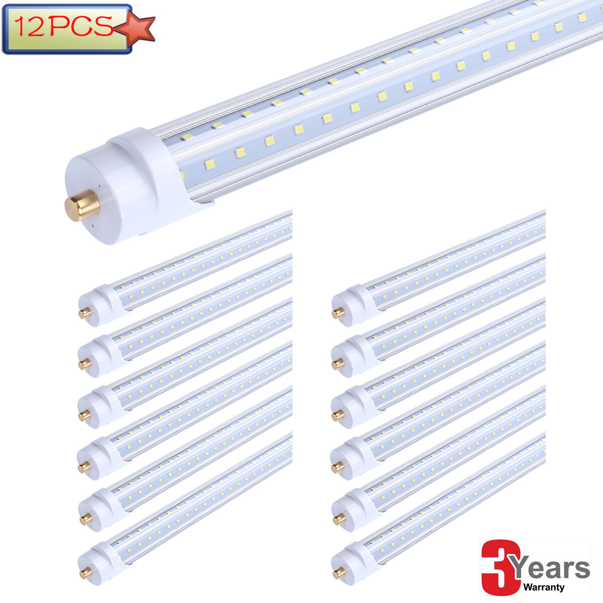12Pack 8 Foot Led Shop Light 8FT 65W Led Tube Light FA8 T8 T12 Single Pin Lamp