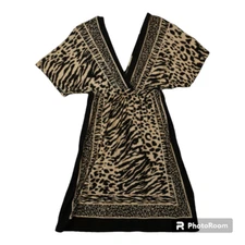 One Clothing Zebra/Cheetah Deep V Dress Size Small Beach Outwear Casual
