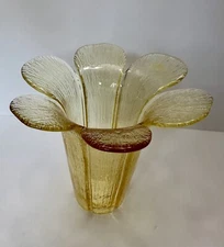 Viking Glass Yellow Flower Petal Textured Vase 6.5" Sticker