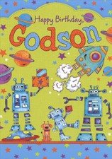 Rockets and Robots Birthday Card for Godson Greeting Card by Designer Greetings