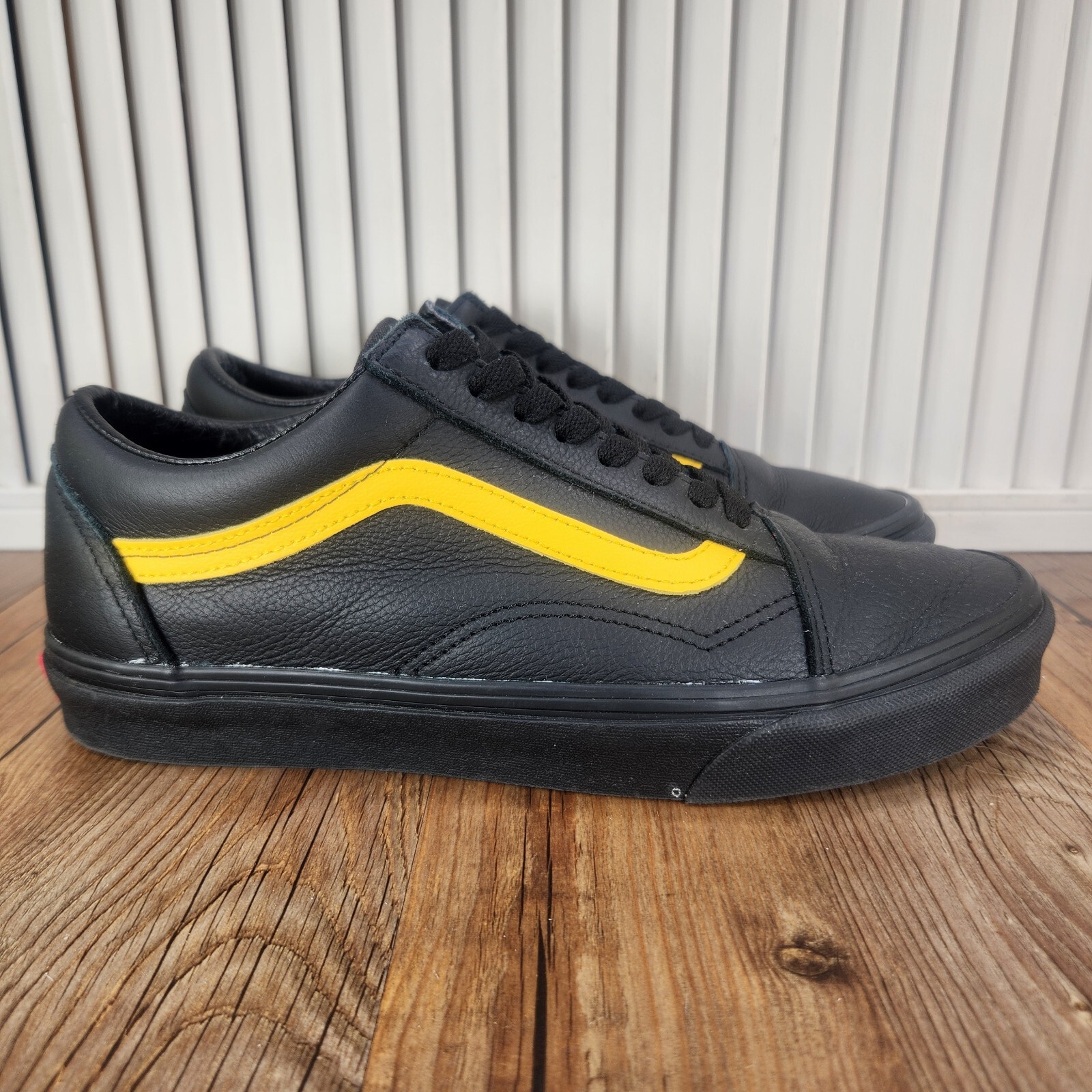 Vans Old Skool Leather Pop Mens Sz Black Lemon Chrome Skater