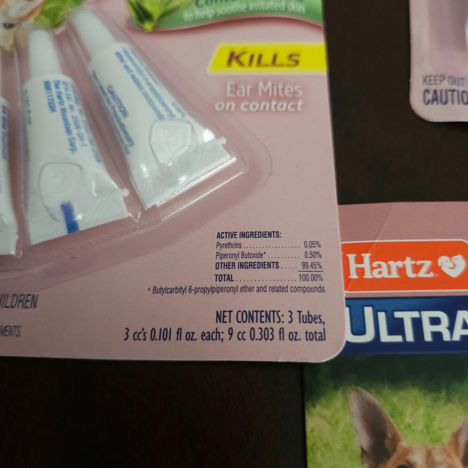 3 Paquetes de TRATAMIENTO DE ÁCAROS DEL OÍDO Hartz UltraGuard para perros CON ALOE 3 Tubos x 3= 9 Foto 4 de 4