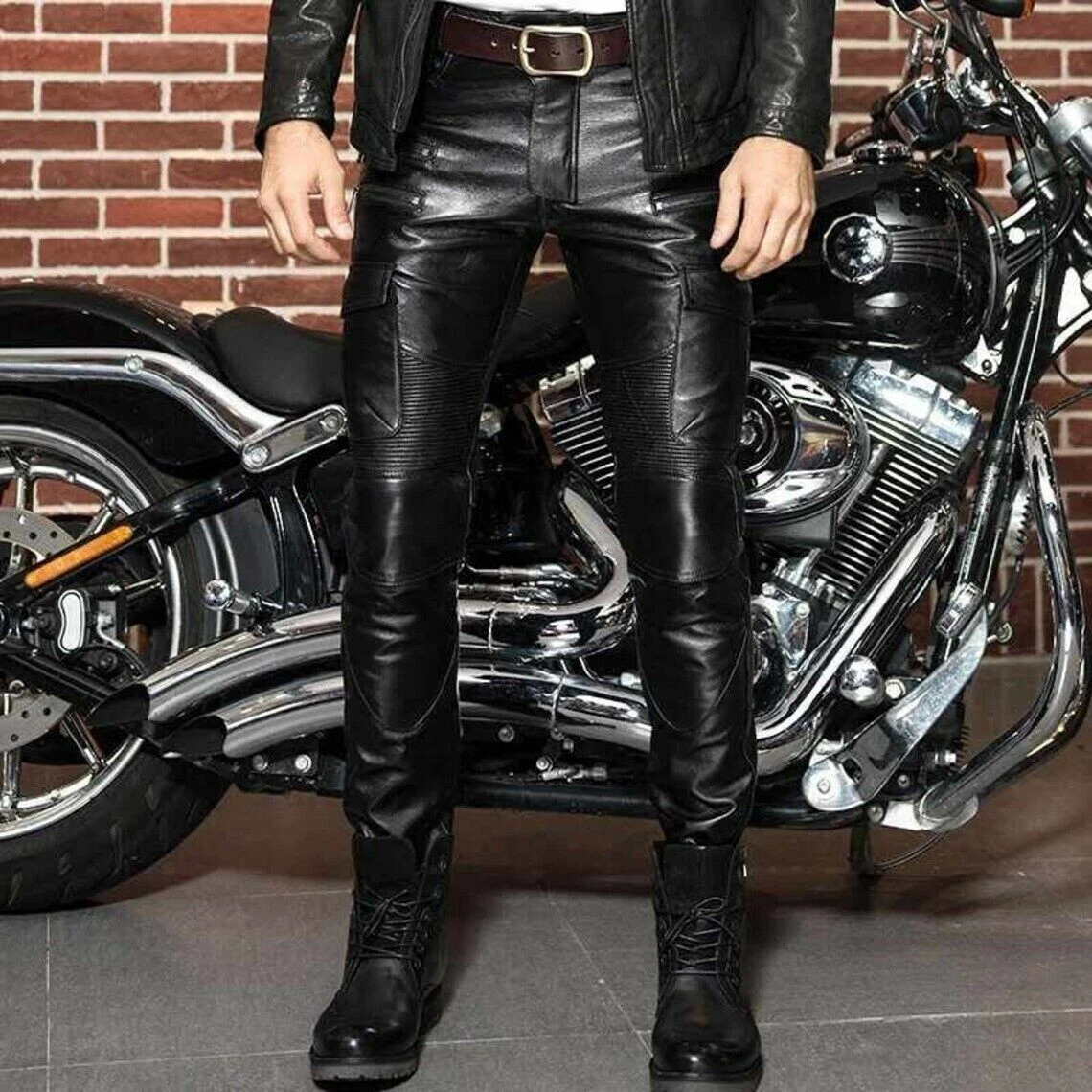 Men's 100% Genuine Soft Black Lambskin Leather Pant With Straight Jeans