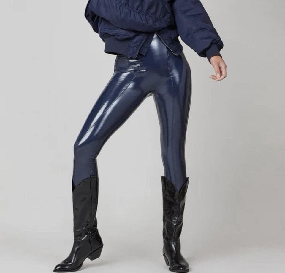 Legging Spanx Imitación Charol Puerto Azul Marino Talla Pequeña Nuevo con Etiquetas $128 Foto 4 de 4