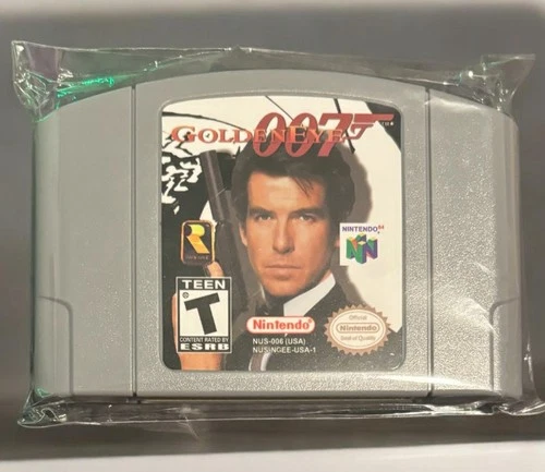 GoldenEye 007 (Nintendo 64, 1997) video game cartridge  Nintendo 64 console