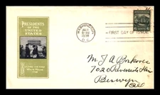 WHITE HOUSE  PREXIE 1938 SHEET SINGLE IOOR  CACHET FDC