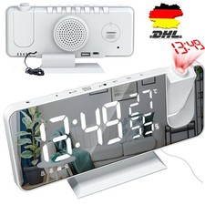 Radiowecker mit Projektion Digital Dimmbar Tischuhr Alarm USB FM Neu LED DE