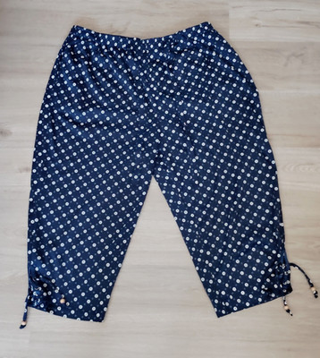 Leichte  Capri Hose  BM.Mode XXL Blau mit Blümchen und Kreisen