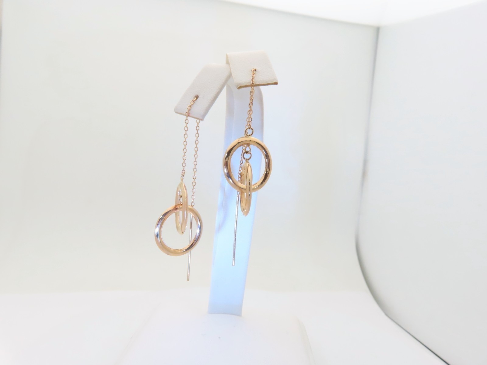 14k Solid Gold Pierced Double Interlocking Ring T… - image 7