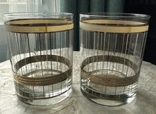 Vintage Culver Signed Georges Briard Gold Drinking Glasses Lowball X2
