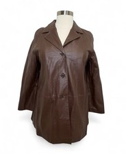 Womens Y2K style Centigrade dark brown genuine leather jacket. Size Large
