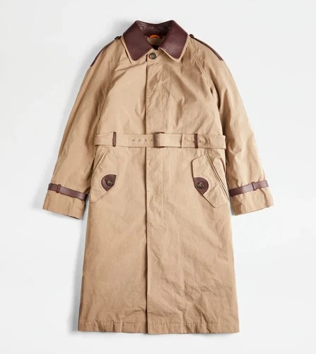 Authentic Tods Mens Trench Coat with Leather Inserts Beige 52 IT 42 UK XL £3,300 - product listing photo
