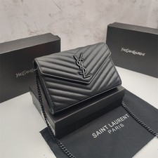 SAINT LAURENT YSL CASSANDRE MATEELASSE Black label Logo Bag