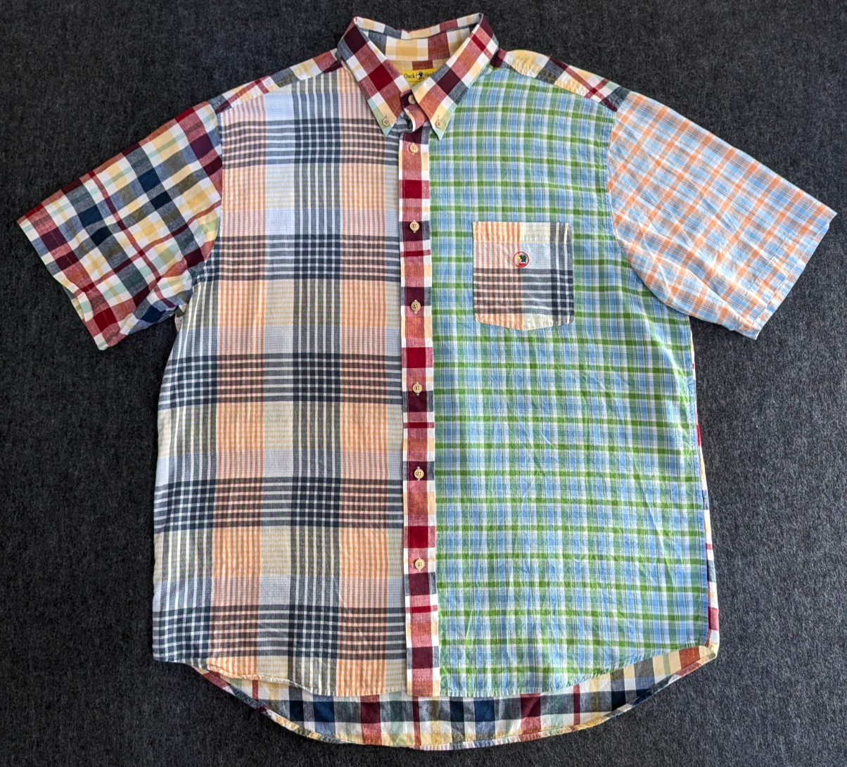 VTG DuckHead Patchwork Plaid Multicolor Button Sh… - image 1